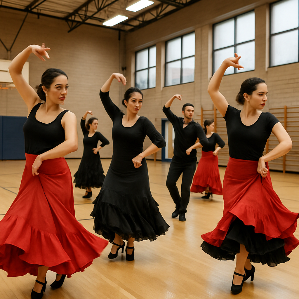 gupo de personas bailando flamenco en gimasio-1